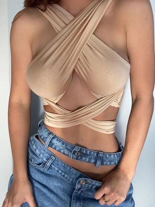 Chic Wrap Halter Crop Top