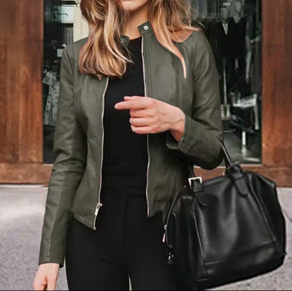 Stylish Faux Leather Biker Jacket