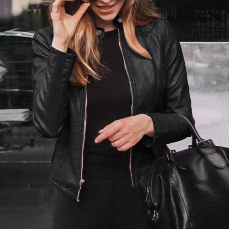 Stylish Faux Leather Biker Jacket